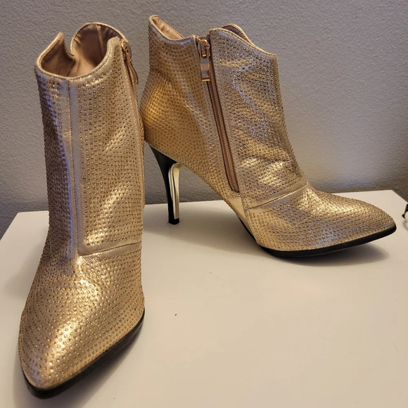 Nordstrom Lady Couture Lucky Rhinestone Metallic Stiletto Bootie - Picture 6 of 11